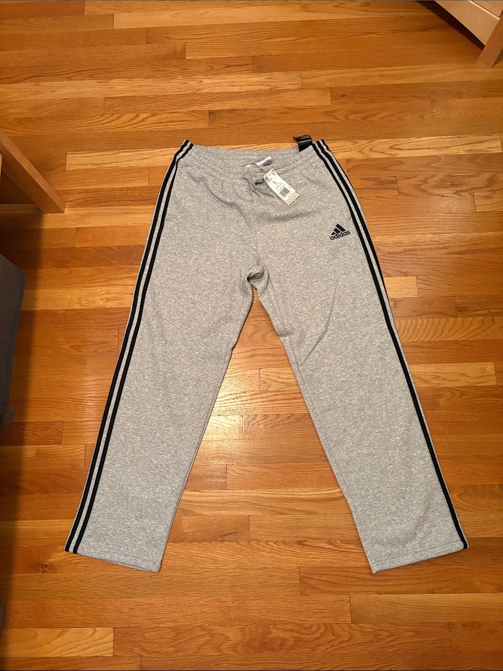 adidas Men’s Heather Gray Jogger Pants with Black Side Stripes
